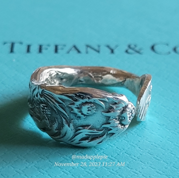 1880 Tiffany & Company Chrysanthemum Spoon Ring Handmade in Sterling Silver #18 - Picture 15 of 16